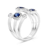 LARGE 1.14CT DIAMOND & AAA SAPPHIRE 14KT WHITE GOLD MULTI SHAPE HALO BEZEL RING