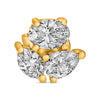.81CT DIAMOND 14K YELLOW GOLD OVAL PEAR & MARQUISE 3 STONE CLUSTER STUD EARRINGS