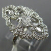 ESTATE LARGE 1.08CT DIAMOND 14KT WHITE GOLD 3D OPEN FILIGREE LEAF FLOWER RING