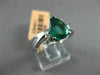 ESTATE 1.48CT DIAMOND & AAA EMERALD 14KT WHITE GOLD 3D 3 STONE ENGAGEMENT RING