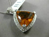 ESTATE EXTRA LARGE 11.01CT DIAMOND & AAA CITRINE 14KT WHITE GOLD 3D HALO PENDANT