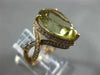 ESTATE LARGE 8.73CT DIAMOND & AAA LIME QUARTZ 14KT ROSE GOLD HALO INFINITY RING