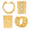 LARGE .19CT DIAMOND 14KT YELLOW GOLD 3D CUBAN LINK HUGGIE HOOP HANGING EARRINGS