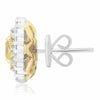 GIA LARGE 2.94CT WHITE & FANCY YELLOW DIAMOND 18KT TWO TONE GOLD STUD EARRINGS