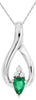 .56CT DIAMOND & AAA EMERALD 14KT WHITE GOLD PEAR SHAPE & ROUND FLOATING PENDANT