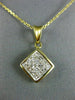 ESTATE .70CT PRINCESS CUT DIAMOND 14K YELLOW GOLD INVISIBLE SQUARE PENDANT#21142
