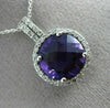 ESTATE LARGE 5.49CT DIAMOND & AMETHYST 14KT WHITE GOLD FILIGREE FLOATING PENDANT