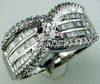 WIDE 1.18CT DIAMOND 14KT WHITE GOLD ROUND & BAGUETTE MULTI ROW CRISS CROSS RING