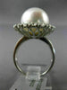 ESTATE LARGE 1.40CT DIAMOND & AAA SOUTH SEA PEARL 18KT WHITE GOLD HALO FUN RING