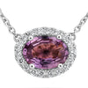 1.23CT DIAMOND & AAA PINK SAPPHIRE 14KT WHITE GOLD OVAL SOLITAIRE LOVE NECKLACE