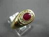 ESTATE 1.20CT DIAMOND & AAA RUBY 14K YELLOW GOLD 3D OVAL BEZEL CLASSIC MENS RING
