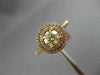 ESTATE .88CT PINK & GREEN DIAMOND 18KT ROSE GOLD 3D DOUBLE HALO ENGAGEMENT RING