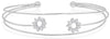 .58CT DIAMOND 18KT WHITE GOLD DOUBLE FLOWER 3 ROW FLEXIBLE CUFF BANGLE BRACELET