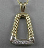 ANTIQUE .25CT DIAMOND 18KT WHITE & YELLOW GOLD FILIGREE ROPE BELL PENDANT #7318