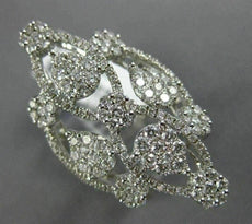 ESTATE MASSIVE 1.48CT DIAMOND 18KT WHITE GOLD 3D MULTI FLOWER OPEN COCKTAIL RING