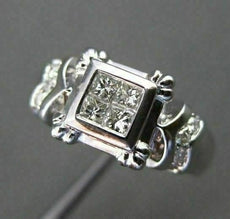 ESTATE .34CT DIAMOND PRINCESS & ROUND 18K W GOLD FRIENDSHIP PROMISE RING #15838