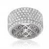 LARGE 2.1CT DIAMOND 14K WHITE GOLD MULTI ROW PAVE SEMI ETERNITY ANNIVERSARY RING