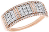 ESTATE .27CT DIAMOND 14KT ROSE GOLD 3D MULTI ROW PAVE SQUARE ANNIVERSARY RING