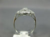 ANTIQUE WIDE .42CT DIAMOND 14KT WHITE GOLD 3D 3 STONE HALO FILIGREE RING #1330