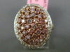 ESTATE LARGE 1.64CT PINK & WHITE DIAMOND 18KT 2 TONE GOLD 3D OVAL FILIGREE RING