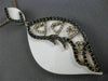 ESTATE 1.28CT BLACK DIAMOND & WHITE AGATE 14K ROSE GOLD MULTI HEART LEAF PENDANT