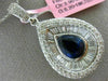LARGE 5.88CT ROUND & BAGUETTE DIAMOND & SAPPHIRE 18KT WHITE GOLD 3D DROP PENDANT