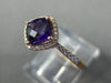 ESTATE 1.02CT DIAMOND & AAA AMETHYST 14KT ROSE GOLD 3D CUSHION FUN LOVE RING