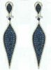 ESTATE LARGE 5.23CT DIAMOND & AAA SAPPHIRE 14KT WHITE GOLD 3D TEAR DROP EARRINGS