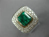 LARGE 6.50CT DIAMOND & COLOMBIAN EMERALD 18KT WHITE GOLD SQUARE ENGAGEMENT RING
