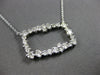 LARGE 1.61CT DIAMOND 14K WHITE GOLD OPEN RECTANGULAR CLUSTER ADJUSTABLE NECKLACE