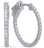 ESTATE .55CT DIAMOND 14KT WHITE GOLD 3D CLASSIC INSIDE OUT HOOP HANGING EARRINGS