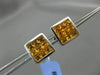 ESTATE LARGE 3.43CT AAA YELLOW SAPPHIRE 18KT WHITE GOLD SQUARE STUD EARRINGS