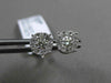 ESTATE .64CT DIAMOND 18K WHITE GOLD 3D SOLITAIRE HALO CLUSTER STUD EARRINGS F/G