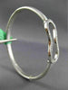 ESTATE LARGE .75CT DIAMOND 18K WHITE GOLD MATTE & SHINY HUG LOVE BANGLE BRACELET