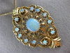 ANTIQUE LARGE VICTORIAN FIERY OPAL 14KT YELLOW GOLD FILIGREE PIN PENDANT #20240