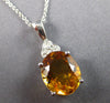 LARGE 3.05CT DIAMOND & AAA CITRINE 14K WHITE GOLD OVAL & ROUND FLOATING PENDANT
