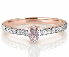 .55CT WHITE FANCY BROWN-PINK DIAMOND 18KT ROSE GOLD OVAL & ROUND ENGAGEMENT RING