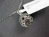 ESTATE .32CT DIAMOND 14KT WHITE GOLD FILIGREE CIRCULAR BALL FLOATING FUN PENDANT