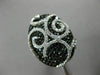 ESTATE LARGE 1.89CT WHITE & BLACK DIAMOND 18KT WHITE GOLD OVAL FILIGREE FUN RING