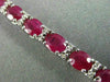 ESTATE WIDE 12.22CT DIAMOND & RUBY 18K WHITE GOLD CLASSIC OVAL TENNIS BRACELET