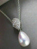 ESTATE .38CT DIAMOND & AAA SOUTH SEA PEARL 14KT WHITE GOLD DROP PENDANT #1424