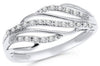 ESTATE .15CT DIAMOND 14KT WHITE GOLD 3D CLASSIC MULTI ROW LEAF FUN RING