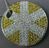 ESTATE LARGE 3.70CT DIAMOND & YELLOW SAPPHIRE 18K TWO TONE GOLD SUNBURST PENDANT