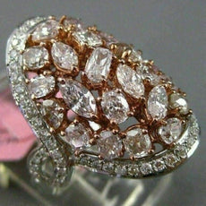 ESTATE EXTRA LARGE 3.71CT WHITE & PINK DIAMOND 18KT GOLD OVAL INFINITY LOVE RING