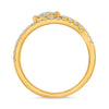 ESTATE WIDE .88CT DIAMOND 14K YELLOW GOLD MULTI ROW CRISS CROSS FLOWER LOVE RING