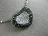 ESTATE 1.22CT WHITE & BLACK DIAMOND 14K WHITE GOLD LOVE HEART PENDANT CHAIN #586
