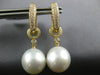 .49CT DIAMOND & SOUTH SEA PEARL 18KT YELLOW GOLD ETOILE HUGGIE HANGING EARRINGS