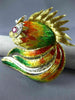 ANTIQUE EXTRA LARGE 1.16CT DIAMOND & RUBY 18KT TWO TONE GOLD FISH BROOCH #21891