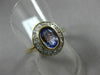 ESTATE 1.16CT DIAMOND & AAA TANZANITE 14KT GOLD BEZEL HALO OVAL ENGAGEMENT RING