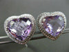 ESTATE LARGE 25.55CT DIAMOND & AMETHYST 14KT WHITE GOLD HEART CLIP ON EARRINGS